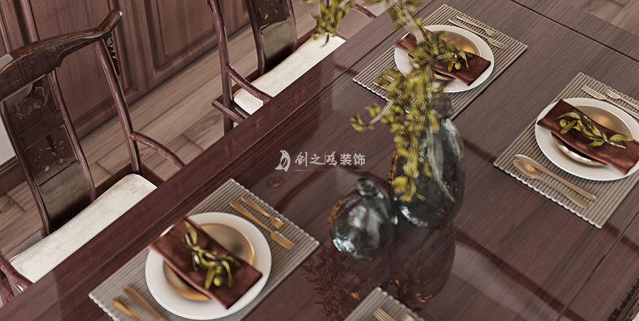 格調(diào)初晴178㎡中式風格三居室裝修案例